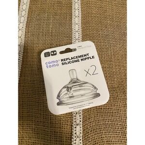 Comotomo Silicone Replacement Baby Bottle Nipples 2 Hole‎ Medium Flow x2